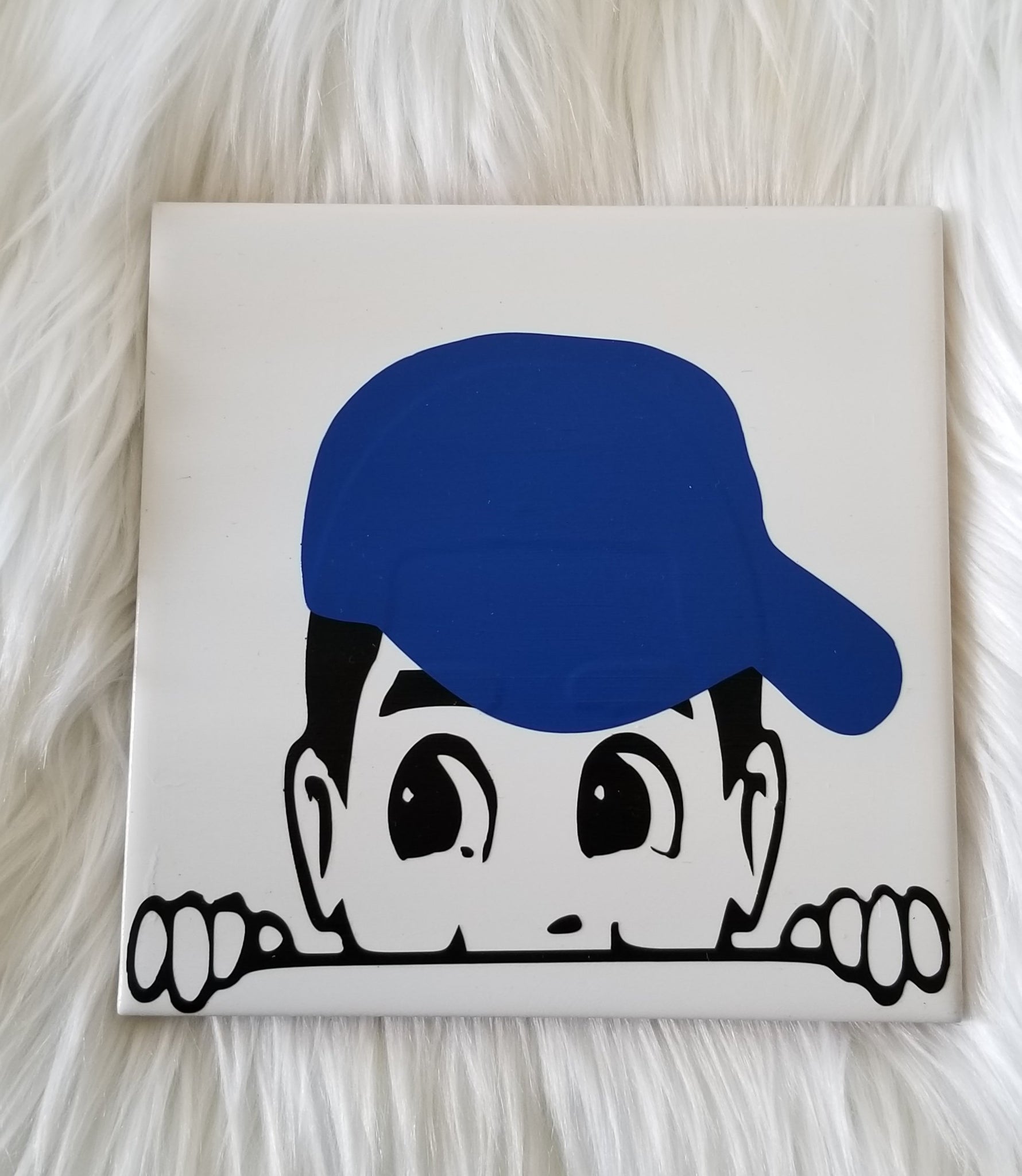Peek-A-Boo Little Boy Ceramic Plate