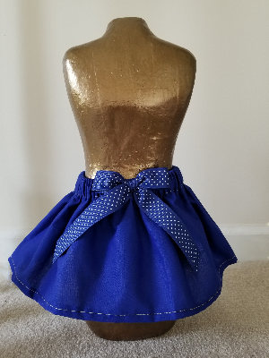 Blue Cotton Elastic Skirt with Polka Dot Bow