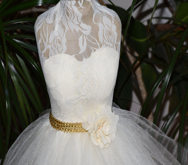 Lace Top with Full Skirt Wedding Dress Centerpiece