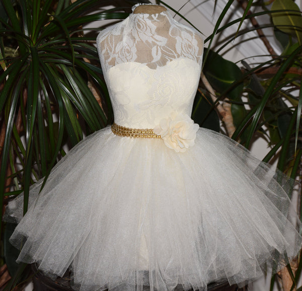 Lace Top with Full Skirt Wedding Dress Centerpiece