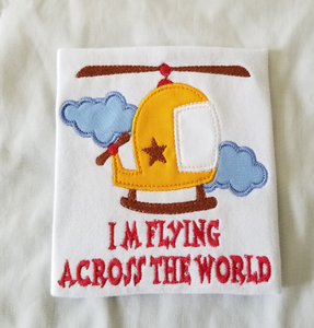 I'm Flying Across The World Embroidered Shirt