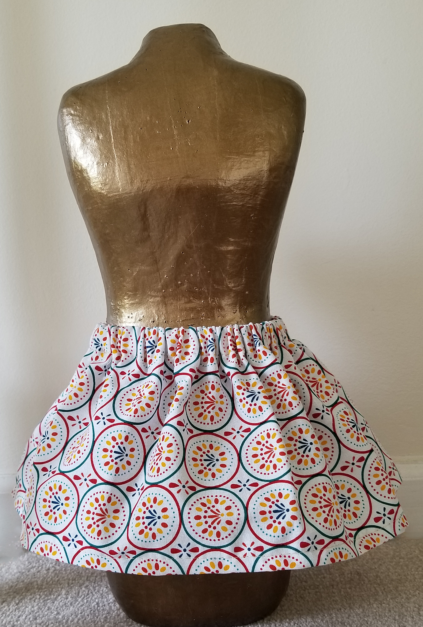 White with colorful sundial elastic skirt